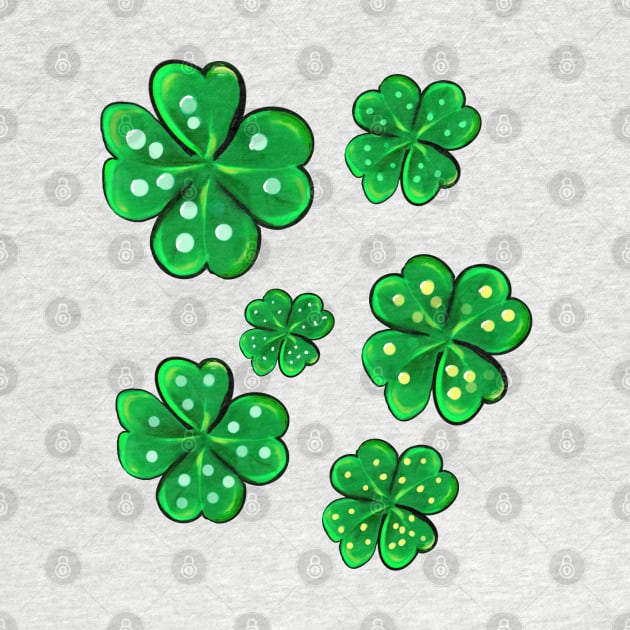 Clover Shamrocks - green 4 leaf clovers shamrock. Shenanigans The best Irish gift ideas 2024 by Artonmytee